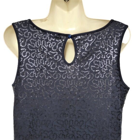 Blue Sleeveless Sequin Shift Dress  Size M - NEW - Picture 5 of 8